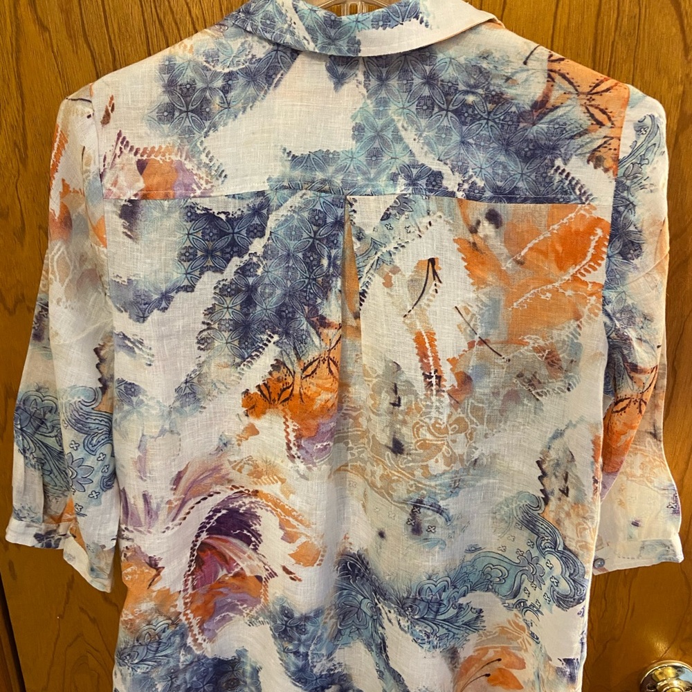 Chicos Linen Button Down Top Size 2 - image 4